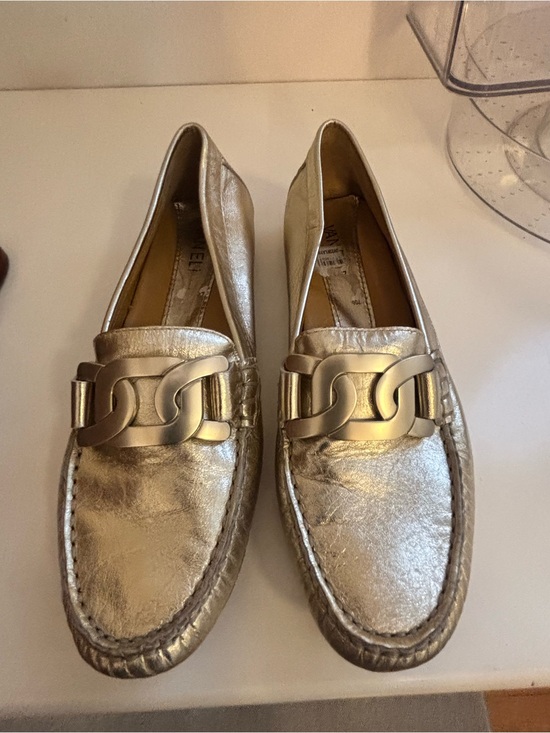 Vaneli Shoes - Vaneli Metallic Gold Leather Flats